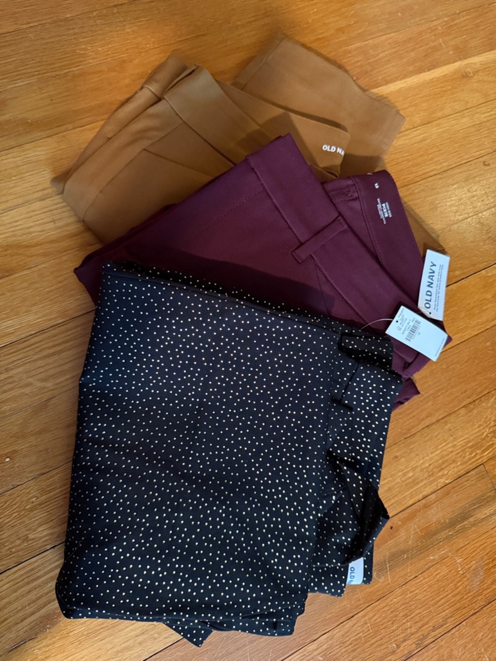 Lot of Old Navy Burgundy, Tan & Black gold polka dot pixie lot